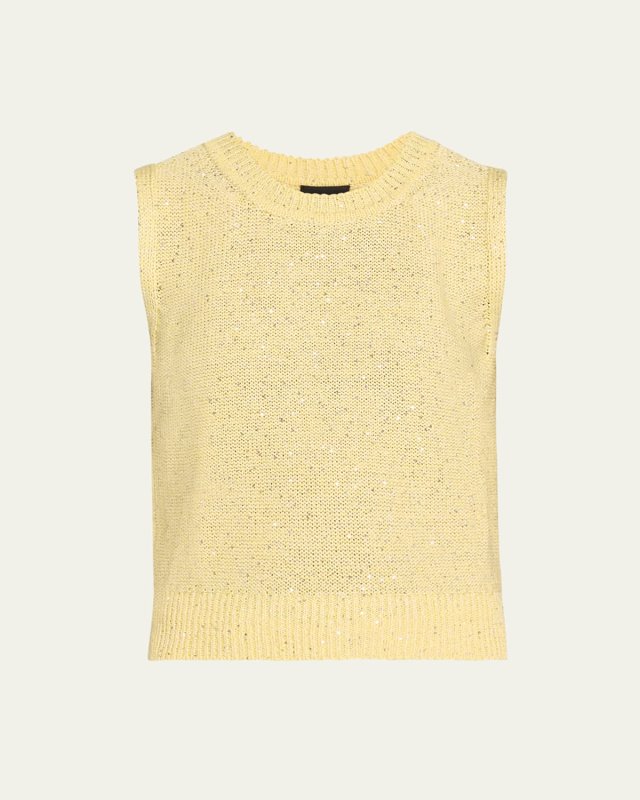 Micro Sequined Knit Sleeveless Sweater